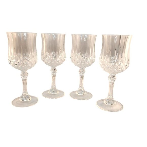 Cristal DArques Longchamp France Wine Cordial Glasses Set Of 4 Crystal Elegant D - Picture 8 of 9